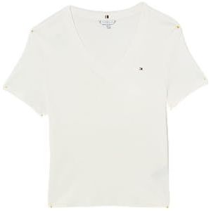 Tommy Hilfiger T-shirt met korte mouwen voor dames, Wit (Ecru), 44