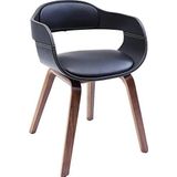 Kare Design stoel met armleuning Costa Walnoot, moderne, comfortabele eetkamerstoel, 70,5x52x51cm, bruin/zwart