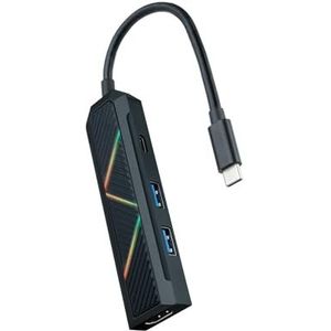 Brightium USB-C-hub 2 x USB-A, USB-C voor het opladen, HDMI, voor het aansluiten van meerdere apparaten en voor uitbreiding van de functionaliteit van laptops en tablets.
