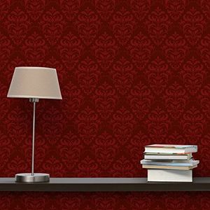 Apalis Vliesbehang rood Frans barok patroon behang vierkant | fleece behang wandbehang muurschildering foto 3D fotobehang voor slaapkamer woonkamer keuken | Maat: 192x192 cm, rood, 98328
