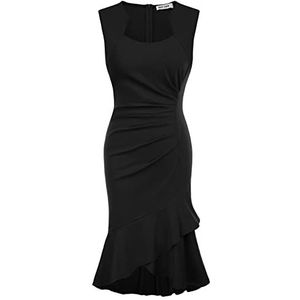 GRACE KARIN Dames jaren 50 vintage potlood jurk cap mouw wiggle jurk CL7597, Zwart-nieuw, S