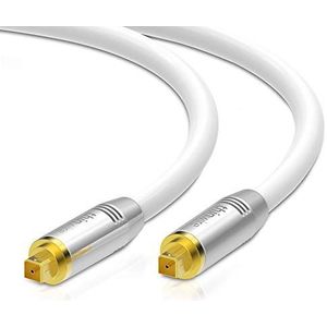 conecto thinwire Premium Toslink-kabel (TOSLINK-stekker - TOSLINK-stekker), metaal, verguld, wit, 3,00 m