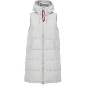 Alpha Industries Lang Puffer Vesten voor dames Pastel Grey