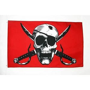 Piratenvlag van karmijnrood 180x120 cm - Piraten Grote vlaggen 120 x 180 cm - Banier 4x6 ft Hoge kwaliteit - AZ FLAG