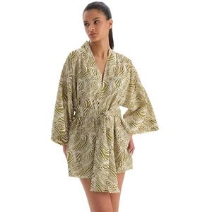 Dagi Green - White Fashion Gebreide Kimono met korte mouwen, Groen - Wit, L-XL, Groen - Wit, L
