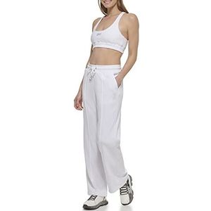 DKNY Dames Tonal Stacked Logo Pintuck Wide Leg Sweatpants, Wit, S, wit, S