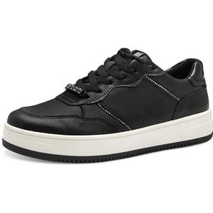 Tamaris Low-Top sneakers voor dames, lage schoenen, uitneembaar voetbed, zwart, 42 EU