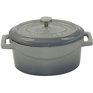 Pentole Agnelli Slowcook braadpan ovaal met 2 handgrepen, van gietijzer 0,4 liter grijs