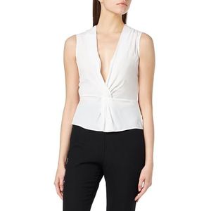 Pinko Split Top Crepe De Chine Damesblouse, Z05_Witte Sneeuwwitje, 36 NL