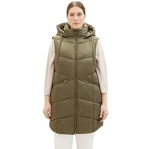 TOM TAILOR Longstyle gewatteerd vest voor dames, 11848-jungle Soil Green, 48