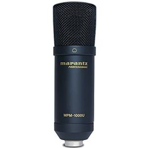 Marantz Professional MPM1000U - USB condensator studio microfoon met ingebouwde audio-interface, houder en kabel, perfect voor podcastproductie, zwart
