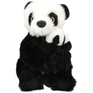 Depesche 12800 TOPModel - Pluche panda mama en baby, met zachte vacht in zwart en wit en klittenbandsluiting op de handen van de grote knuffel