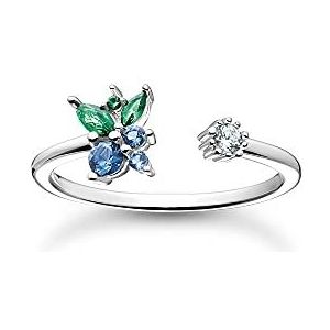 Thomas Sabo Open damesring in de vorm van een blauwe bessen 925 sterling zilver met blauwe en groene zirkonia, maat: 56, TR2351-166-7-56