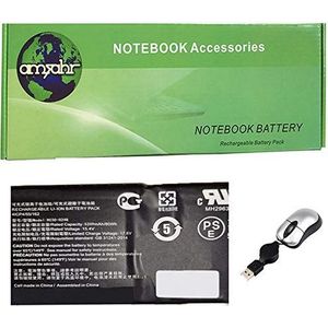 Amsahr 100% compatibel niet-OEM Vervanging Durable Laptop batterij voor Razer RC30-0248 | 15,4 V | Inclusief Mini Optical Mouse