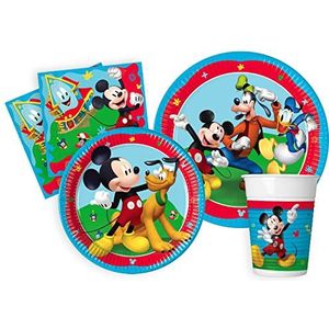 Ciao Feestservies Disney Mickey Rock the House voor 8 personen (44 stuks: 8 papieren borden Ø23cm, 8 papieren borden Ø20cm, 8 kopjes 200ml, 20 papieren servetten 33x33cm)