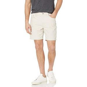Amazon Essentials Men's Korte broek van stretchstof met 5 zakken en binnenbeenlengte van 18 cm, Steen, 30