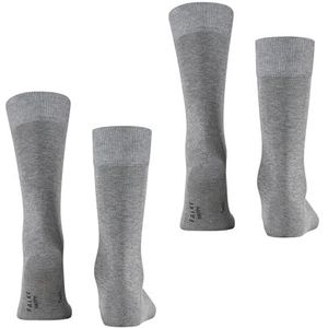 FALKE Heren Sokken Happy 2-Pack M SO Katoen eenkleurig Multipack 2 Paar, Grijs (Light Grey Melange 3390), 39-42