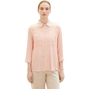TOM TAILOR Dames blouse 1035257, 29927 - Orange White Stripe Woven, 38