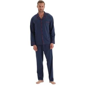 Dagi Heren Cotton Pyjama Set, Navy, M, Donkerblauw, M