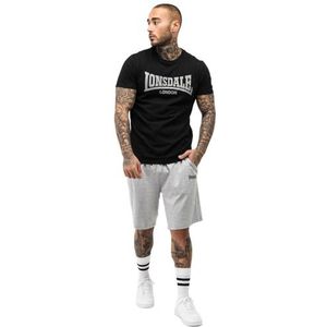 Lonsdale Heren T-shirt en shorts set normale pasvorm MOY, Black/Marl Grey, XXL, 117193, zwart/Marl Grey, XXL