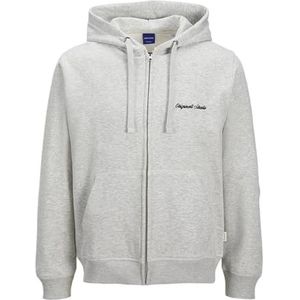 JACK & JONES Jornorrebro Emb Sweat Zip Hood Pls - Plus Size, wit melange., 3XL