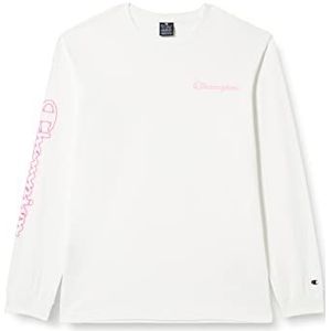 Champion Legacy Neon Spray Contrast Logo L/S T-shirt met lange mouwen, wit, S voor heren