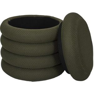 HOME DECO FACTORY, HD0427, Opbergpoef Atome Kaki - Elegant en Praktisch Design, Ideaal voor Woonkamer of Slaapkamer, Optimaal Comfort, Veelzijdig, Makkelijk te Onderhouden - Kaki