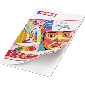 edding 30010 acrylkleurblok - wit - 10 A4-vellen - 300 g/m² dik acrylpapier - canvasachtig papier voor acryl- en olieverf, zuurvrij, ideaal voor elk artistiek niveau