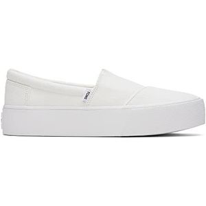 TOMS Fenix Platform Slip-on Sneakers voor dames, Wit gewassen canvas, 37.5 EU