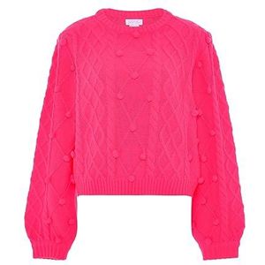 Blonda Dames trendy trui van gebreid zaklinnen met ronde hals roze maat M/L, roze, M
