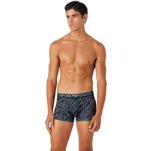 Emporio Armani Heren Men's All Over Eagle Microfiber Trunks, Black Eagles, M