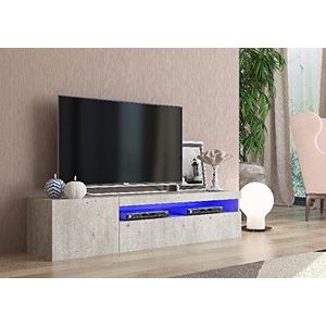 Homemania TV-standaard, Daiquiri – met deuren, planken, tablets – woonkamer, slaapkamer – grijs van hout, 150 x 40 x 36,5 cm