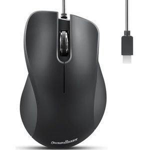 Perixx PERIMICE-221C - Ergonomische USB-C Muis - Zwart - Optische 1200 dpi - 1,5 m Kabel