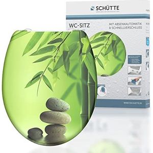 SCHÜTTE Wc-bril Duroplast Green Garden, toiletbril met softclosemechanisme en snelsluiting voor eenvoudige reiniging, max. belasting van de wc-bril 150 kg, motief stenen 82365