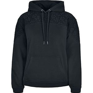 Urban Classics Dames Lace Inset Hoody Hoodie, zwart, XS