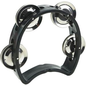 A-Star Kleine Halve Maan Plastic Cutaway Design Tamboerijn, 4 Enkele Metalen Jingle Bells - Zwart