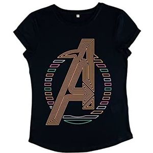 Marvel Classic - Neon Avengers Icon Women's Rolled-sleeve Navy blue L