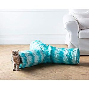 Dehner Kattenspeelgoed, kattentunnel Triplex, Ø 25 cm, lengte 50 cm, polyester, blauw