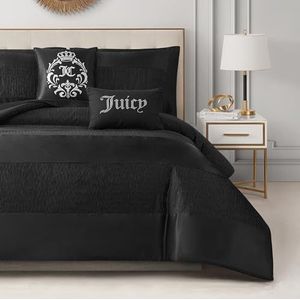 Juicy Couture Glam Night Black Stripe Queen/Full Size dekbed beddengoed set ensemble - 5-delige set