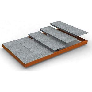 Ecoforte metalen dienblad, 1 legplank, oranje/galva, Simonrack, 1500 x 600 x 35 mm, extra rek - eenvoudig te monteren - 400 kg draagkracht per rek.