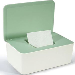 Cheerhom vochtige doekjesbox, opbergdoos voor vochtige doekjes, groen, doos voor vochtig toiletpapier, vochtige doekjesbox met deksel houdt de doeken, vochtige papieren doos voor buiten, thuis en op