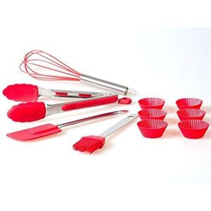 JOCCA Keuken Gereedschap/Bakken Siliconen Set voor Grappig Koken, Rood, 30 x 16 x 5 cm