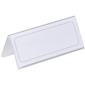 Durable 805019 Tafelnaambord 61/122 x 150 mm, transparant met wit papieren inleg, 25 stuks.