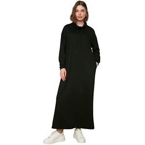 TRENDYOL Frau Modest Maxi Basic Regular Fit Gebreide bescheiden jurk, zwart, 40