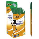 BIC Cristal Original Dunne Balpennen Dunne Punt (0,8 mm) - Groen, Doos van 50 Stuks