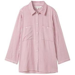 TOM TAILOR Damesblouse, 35906 - Roze Wit Dunne Stripe, 46
