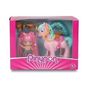 Pinypon - Pony manen in de wind met pinypon-figuur, uit de serie Pelazo Stilazo, de twee poppen hebben haren van zacht en rekbaar materiaal, voor meisjes en jongens vanaf 4 jaar, beroemd (700017180)