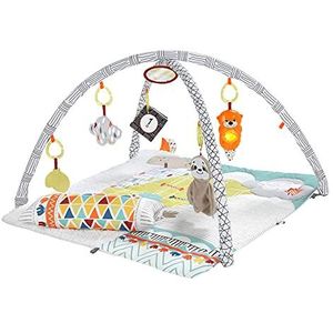 Fisher-Price Perfect Sense Luxe Speelmat, extra grote pluchen speelmat met 6 activiteitenspeeltjes voor baby's, HBB74