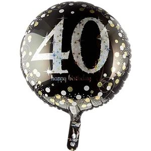 Amscan 3213001 - standaard folieballon Happy Birthday 40, diameter circa 43 cm, heliumballon, verjaardag