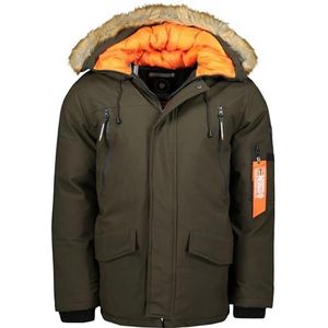 Geographical Norway Arnold Heren Parka, lang, warm, herfst, winter, waterdicht, waterafstotend, bontjas, outdoor, winddichte jas, heren (kaki, S), Kaki, S